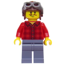Red Torso, Sand Blue Legs, Aviator Hat