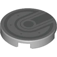 Tile Round 2 x 2 with Silver Lines, Bolts/Dots Print / Light Bluish Gray