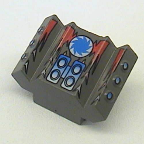 Lego Brick Sloped 2 x 2 No Studs with Angled Side Block Extensions and Shredd Print