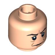 Lego Minifig Head Severus Snape / Admiral Firmus Piett, Brown Lines, Crease Between Eyebrows Print / Light Nougat