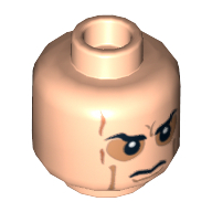 Lego Minifig Head Anakin Skywalker, Eyebrows, Cheek Lines and Scars, Determined / Angry with Sunken Eyes Print / Light Nougat