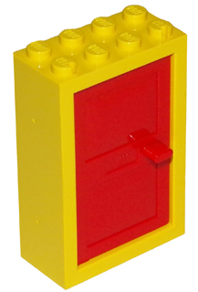Lego Door, Frame 2 x 4 x 5 with Red Door 1 x 4 x 5 (4130 / 4131)