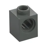 Technic Brick 1 x 1 with Pin Hole / Dark Gray