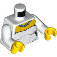 Lego Torso Wedding Dress with Necklace Print, White Arms, Yellow Hands / White
