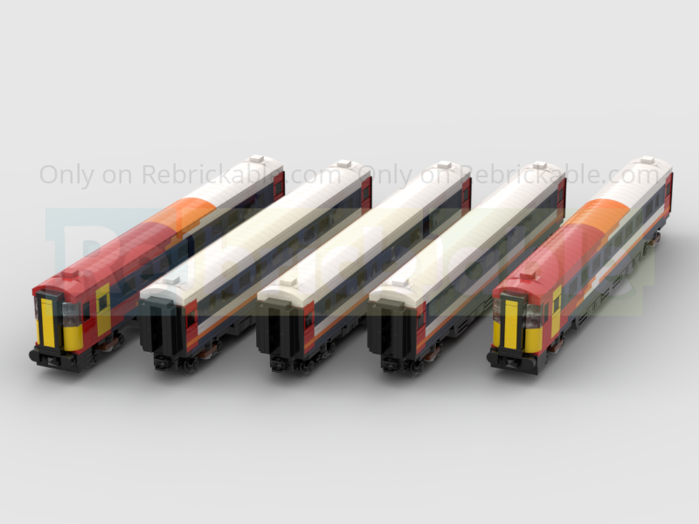 Lego 4-Wide Class 442 Wessex Electric Five-Carriage EMU Train In South West Trains Livery