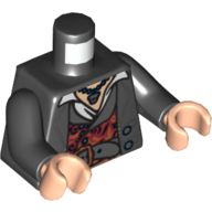Lego Torso Topcoat with Red and Gold Vest and Dark Bluish Gray Belt Print, Black Arms, Light Nougat Hands / Black