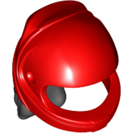 Lego Hair and Helmet, Curly, Black pattern / Red