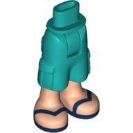 Lego Minidoll Hips and Cargo Pants with Light Nougat Legs and Dark Blue Sandals Print