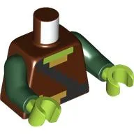 Torso, Pixelated Tunic, Black Belt, Straps, Gold Buckle Print, Dark Green Arms, Lime Hands / Reddish Brown