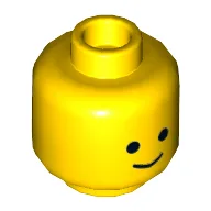 Minifig Head Benny, Dual Sided, Standard Eyes, Smiling with Tongue / Standard Grin Print [Hollow Stud] / Yellow