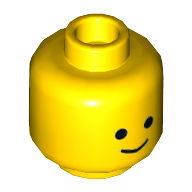 Lego Minifig Head Benny, Dual Sided, Standard Eyes, Smiling with Tongue / Standard Grin Print [Hollow Stud] / Yellow