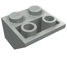 Brick Sloped Inverted 45° 2 x 2 [Ovoid Bottom Pin, Bar-sized Stud Holes] / Light Gray