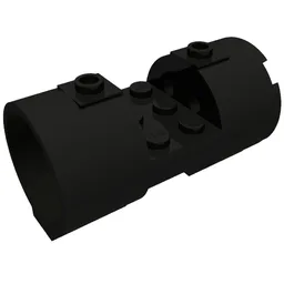 Cylinder 3 x 6 x 2 2/3 Horizontal Solid Studs / Black