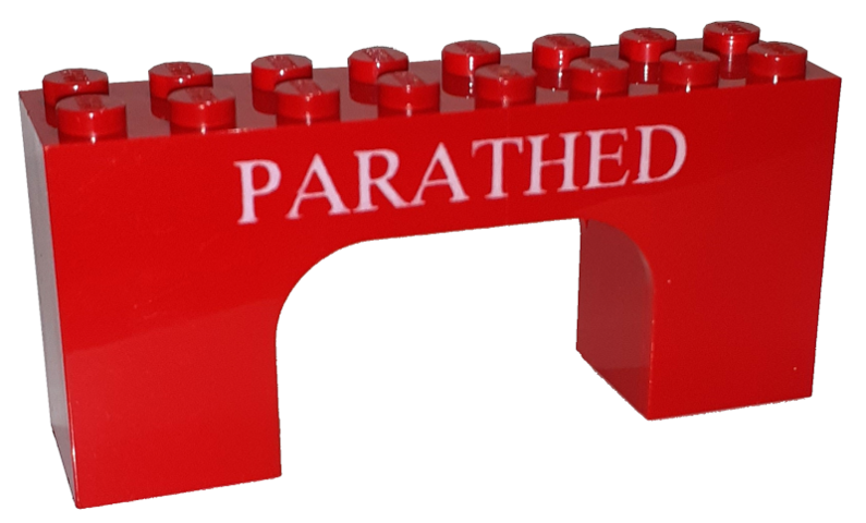 Lego Arch 2 x 8 x 3 with White 'PARATHED' Pattern