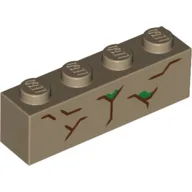 Brick 1 x 4 with Tree Bark Print / Dark Tan