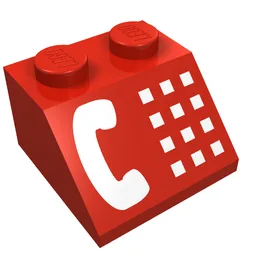 Brick Sloped 45° 2 x 2 with White Phone Print / Red