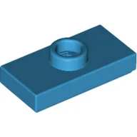 Plate Special 1 x 2 with 1 Stud with Groove and Inside Stud Holder (Jumper) / Dark Azure