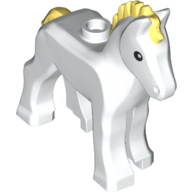 Lego Animal, Foal with Black Eyes, Bright Light Yellow Mane and Tail print / White