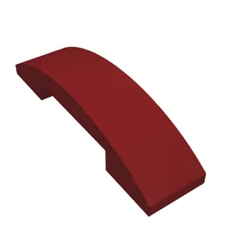 Brick Curved 4 x 1 Double, No Studs / Dark Red