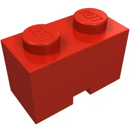 Brick Special 1 x 2 with Cable Holding Square Cutout / Red