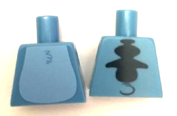 Lego Torso Alien with Bright Light Blue Stomach, Dark Blue Spine Fins and Tail on Back Pattern