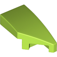 Lego Brick Wedged, Curved 2 x 1 with Stud Notch Right / Lime