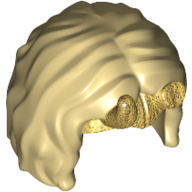 Lego Hair and Tiara, Short with Center Part and Pearl Gold Tiara, Horns print / Tan