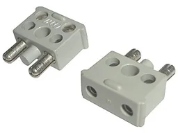 Electric Connector, 2 Way Male Squared Narrow Long [Complete Assembly] / Light Gray