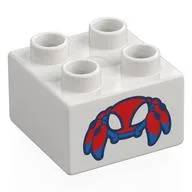Duplo Brick 2 x 2 with Red/Blue Spider-Bot Print