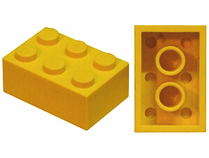 Lego Brick 2 x 3 without Cross Supports / Yellow