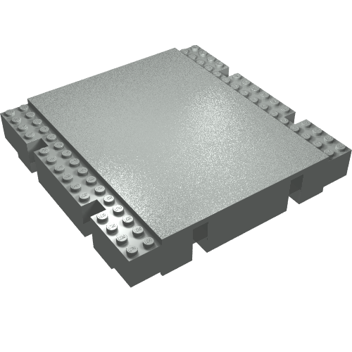 Lego Baseplate Raised 16 x 16 x 2 1/3 Platform / Light Gray