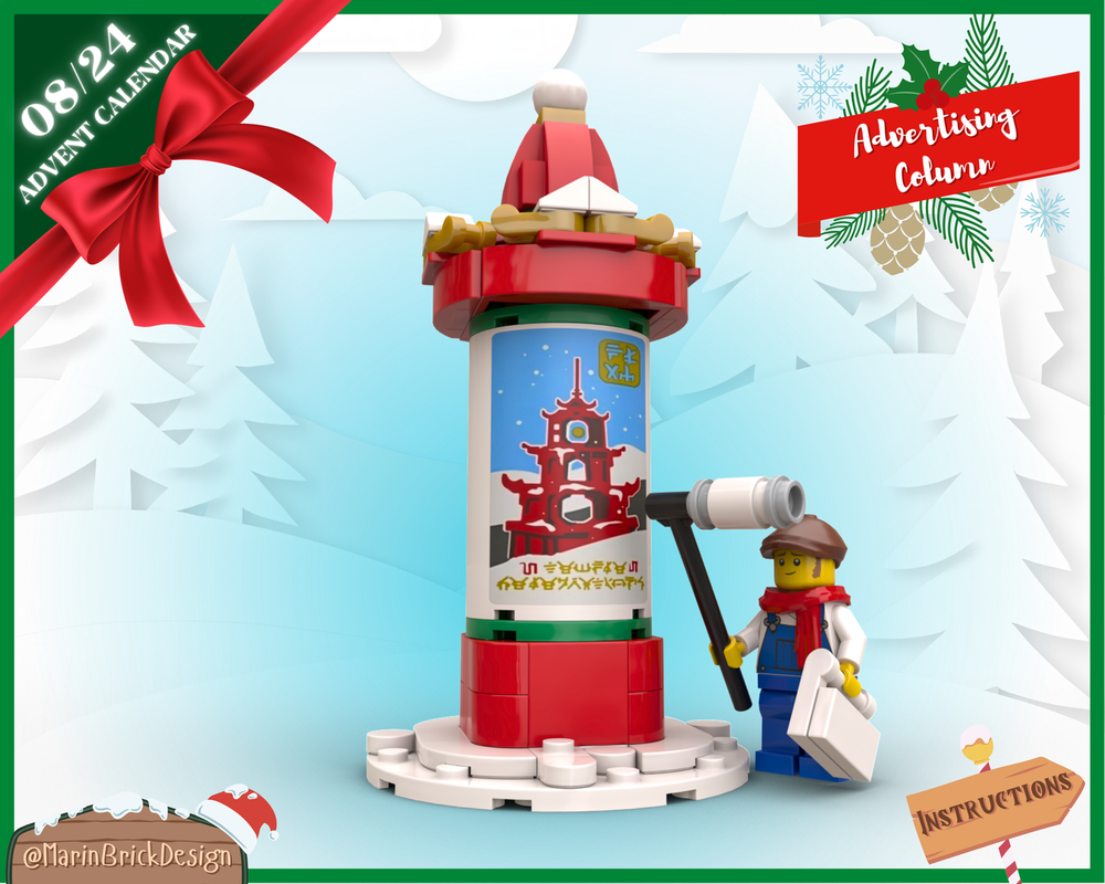 LEGO Christmas Advertising Columns Instructions - LEGO Winter Village MOC 2024