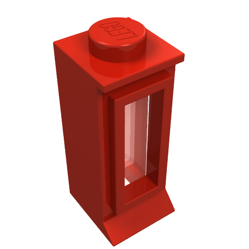Lego Window 1 x 1 x 2, Extended Lip, Solid Stud [with Glass] / Red