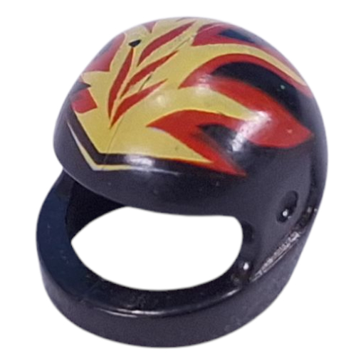 Lego Helmet, Standard with Flames Yellow and Red Print / Black