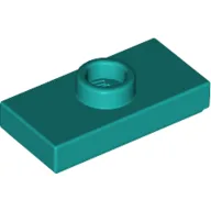 Plate Special 1 x 2 with 1 Stud with Groove and Inside Stud Holder (Jumper) / Dark Turquoise