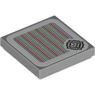 Tile 2 x 2 with Thwomp and Barcode Print (Sticker) / Light Bluish Gray