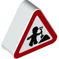 Lego Duplo Brick 1 x 3 x 2 Triangle Road Sign with Duplo Figure Construction Worker Print