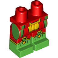 Lego Hips with Red Legs and Bright Green Boots Pattern with Yellow and Green Panels Print / Red