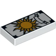 Tile 1 x 2 with Tarot Sun Card Print / White
