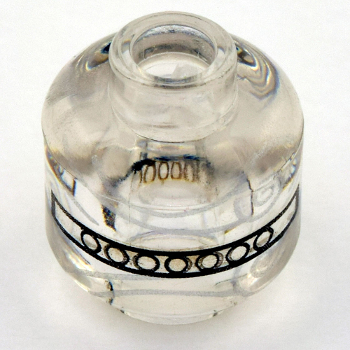 Lego Minifig Head (No Face), Remembrall Band Print / Trans-Clear