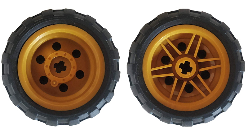 Lego Wheel 30.4mm D. x 20mm with No Pin Holes and Reinforced Rim with Black Tire 43.2mm D. x 26mm Balloon Small (56145 / 61481)