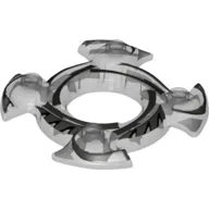 Ring 4 x 4 with 2 x 2 Hole and 4 Swirl Ends with Black and Silver Print (Ninjago Spinner Crown) / Trans-Clear
