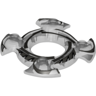 Lego Ring 4 x 4 with 2 x 2 Hole and 4 Swirl Ends with Black and Silver Print (Ninjago Spinner Crown)