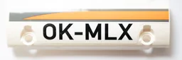 Technic, Panel Curved 11 x 3 with Black 'OK-MLX' and Dark Bluish Gray and Orange Stripes Pattern Model Left Side (Sticker) - Set 42052