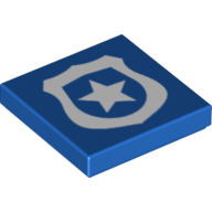 Lego Tile 2 x 2 with Police Badge Print / Blue