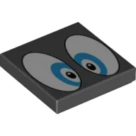 Tile 2 x 2 with Large Blue Eyes Print / Black