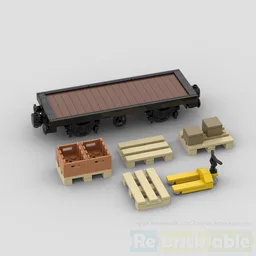 Simple flat bed train car with brakes