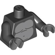 Lego Torso Suit with Light Bluish Gray Gorilla Body and Zipper on Back Print, Black Arms, Dark Bluish Gray Hands / Black