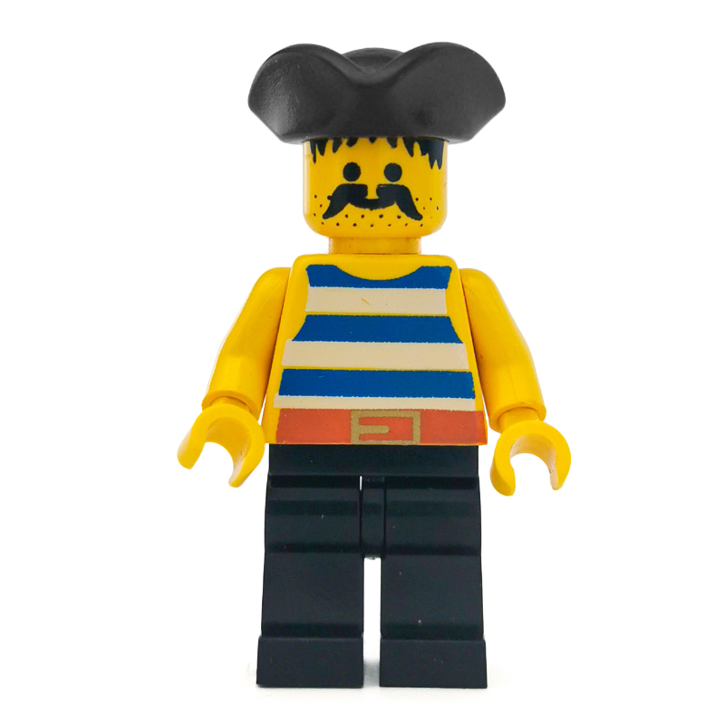 Lego Pirate - Blue Stripes, Black Legs, Black Tricorne