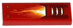 Tile 1 x 3 with Yellow and White Flame, Vents and 2 Yellow Rivets Pattern Model Left Side (Sticker) - Set 70145